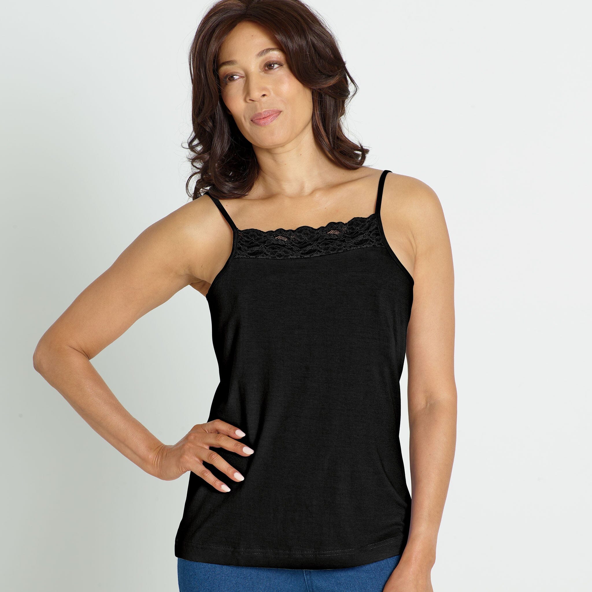 Black Post Mastectomy Camisole With Drain Pockets Chemo Clothing