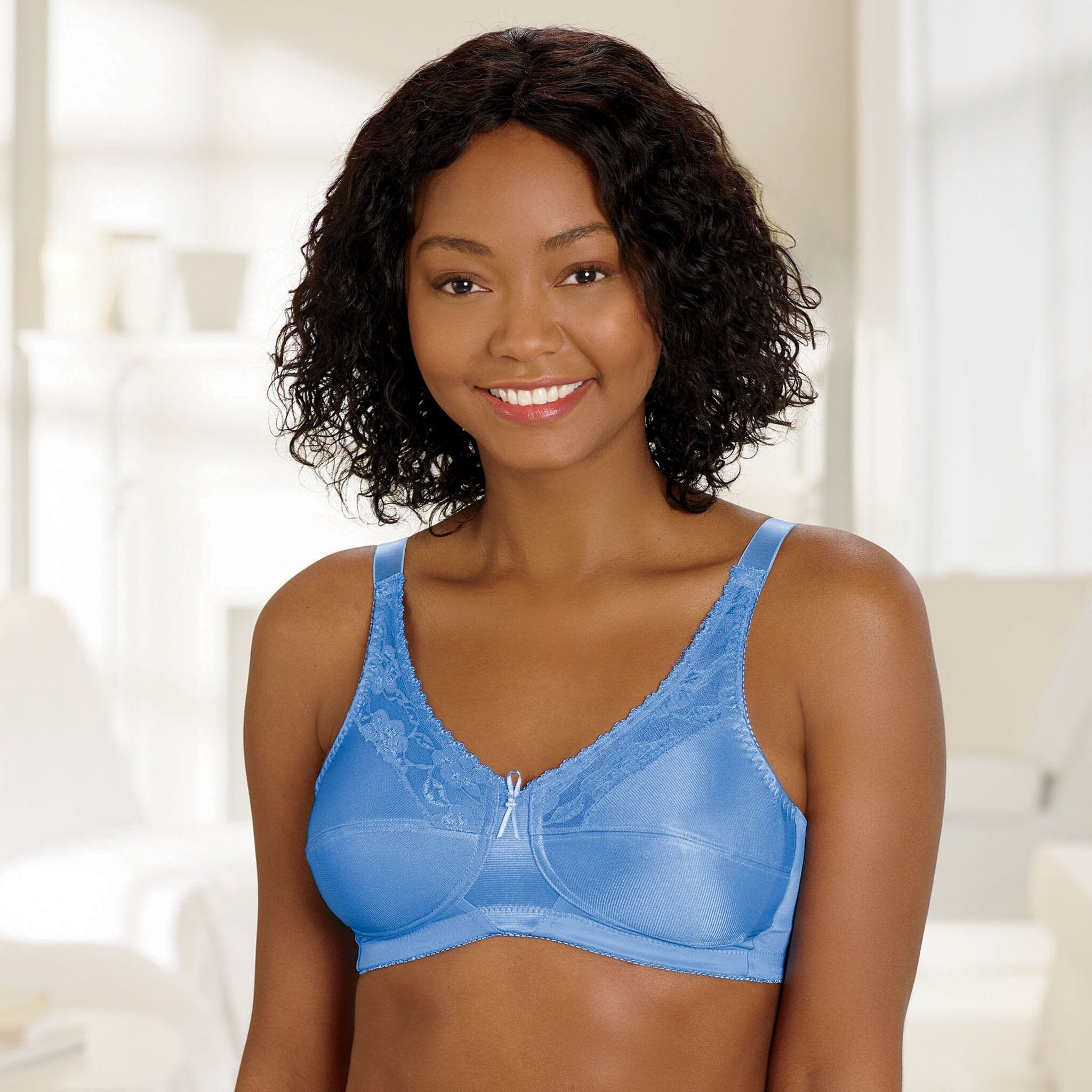 Lace Accent Pocketed Bra Sapphire Blue