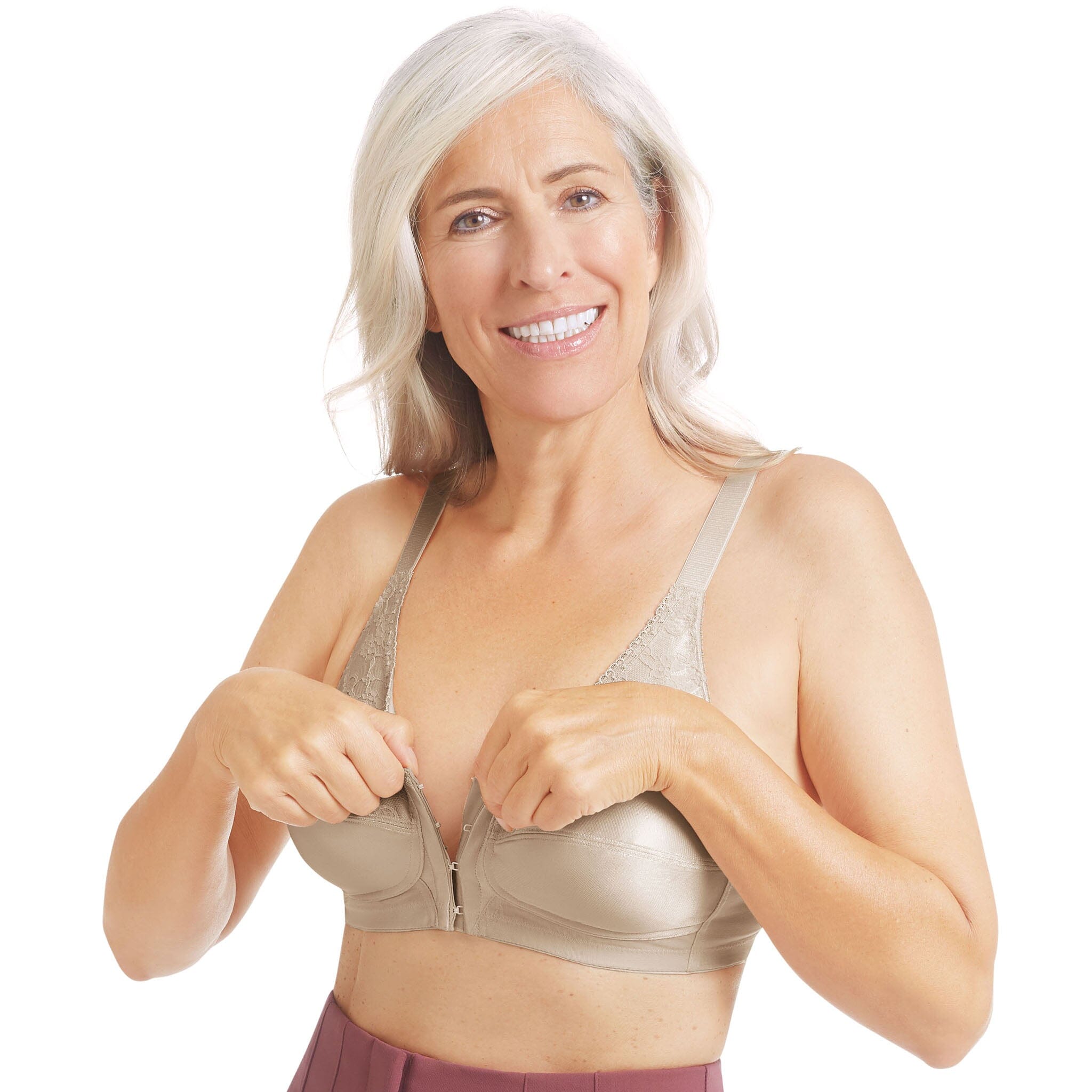 Mastectomy Bra for Middle Seniors Elderly Front Zipper Sports